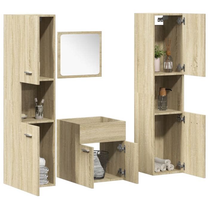VidaXL Bathroom Furniture Set 4 Pcs Sonoma Oak, Bathroom Cabinet, Bathroom Cupboard, Furniture 3324998