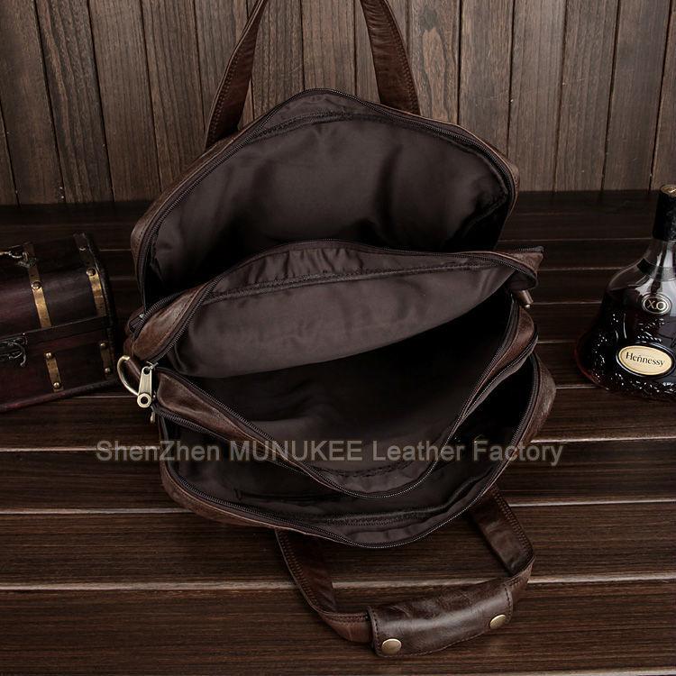 High Class Fashion Genuine Leather Briefcase Men Leather Business Bag  Portfolio Office Bag Messenger Tote 15.6"laptop Bag M001