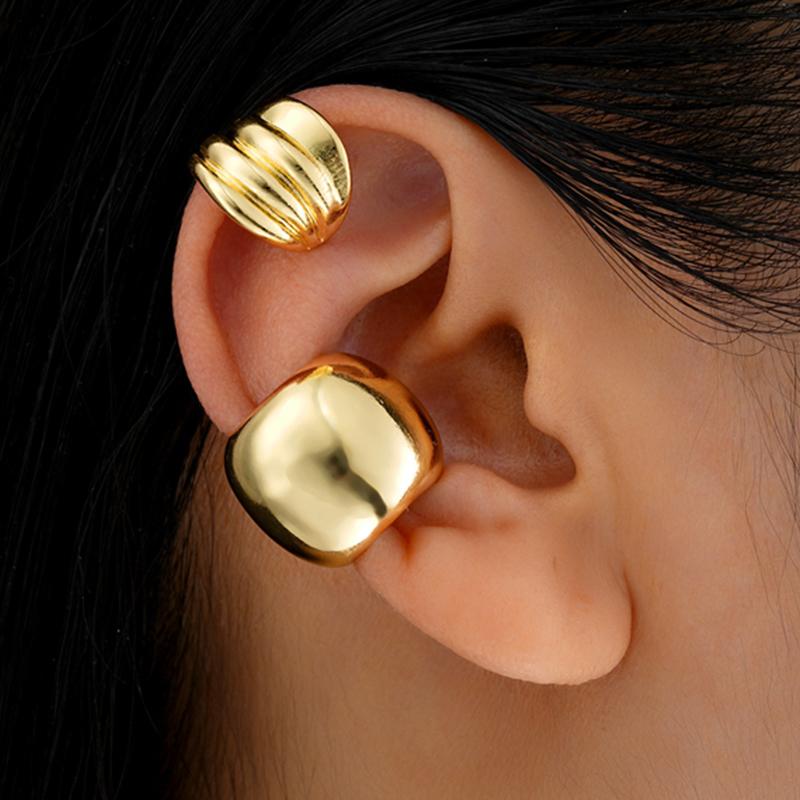 3Pcs/Set Simple Metal Twisted Lines Irregular Ear Clip Earrings for Women Fashion Gold Color Ear Bone Clip No Piercing Jewelry