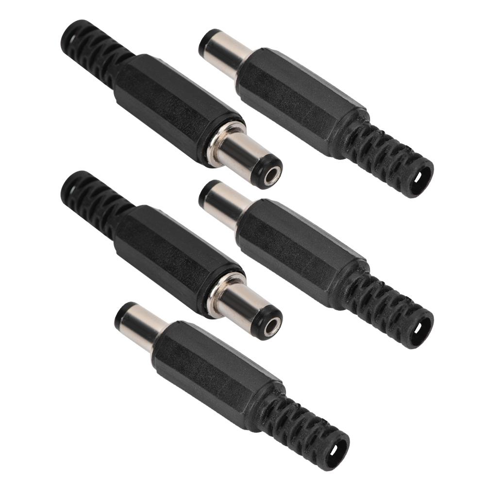 5pcs 2.1mm x 5.5mm Male DC Power Plug Jack Coaxial Connector Adapter
