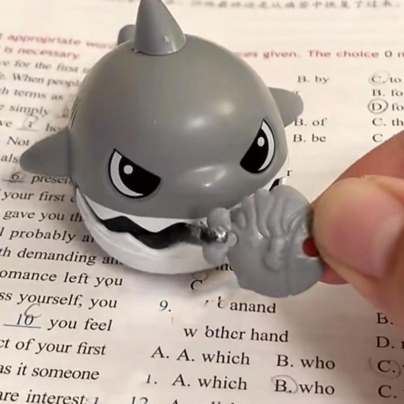 Pull String Shark Bite Keychain Cute Interactive Toy Lightweight Backpack Pendant for Student Daily Carry