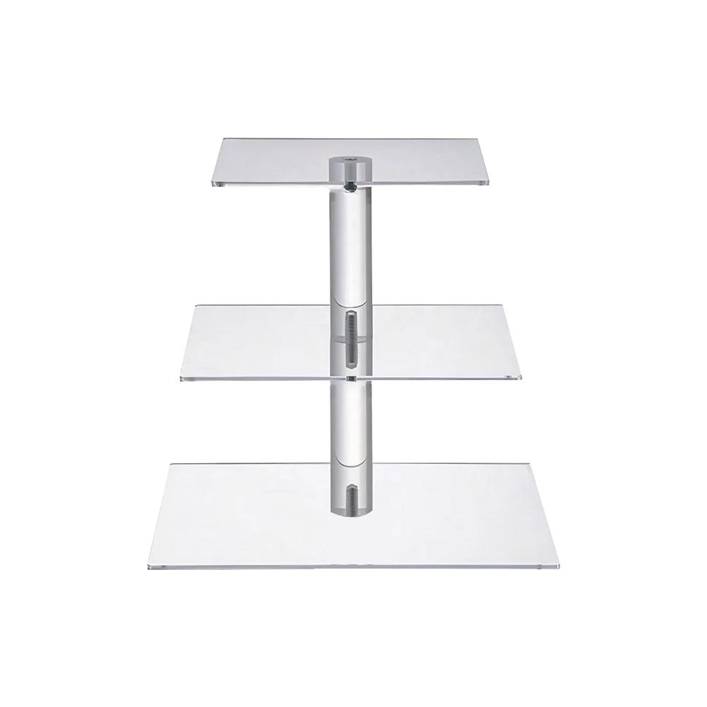 3/4 Tier Acrylic Cupcake Display Stand with LED Light Square Display Stand Cake Serving Platter for Birthday Wedding Party