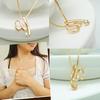 Miwahouseki Initial Y Alphabet Necklace in Pink Gold with Your Choice of Birthstone (March Aquamarine)