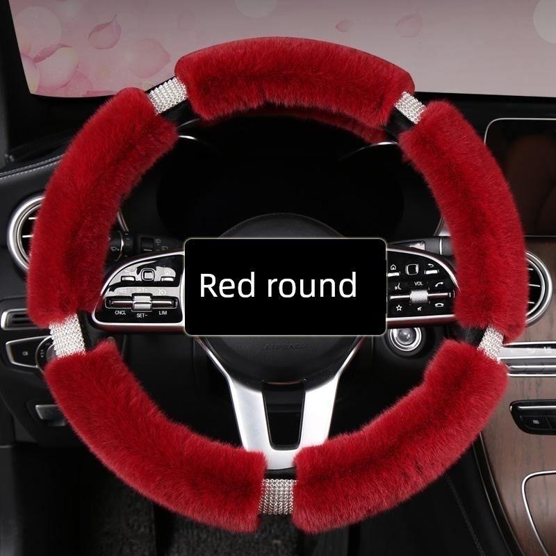 Car Steering Wheel Cover Winter Warm Short Plush Universal Car Handle Cover Trendy Cute Goddess Fashion Style Interior Decoration
