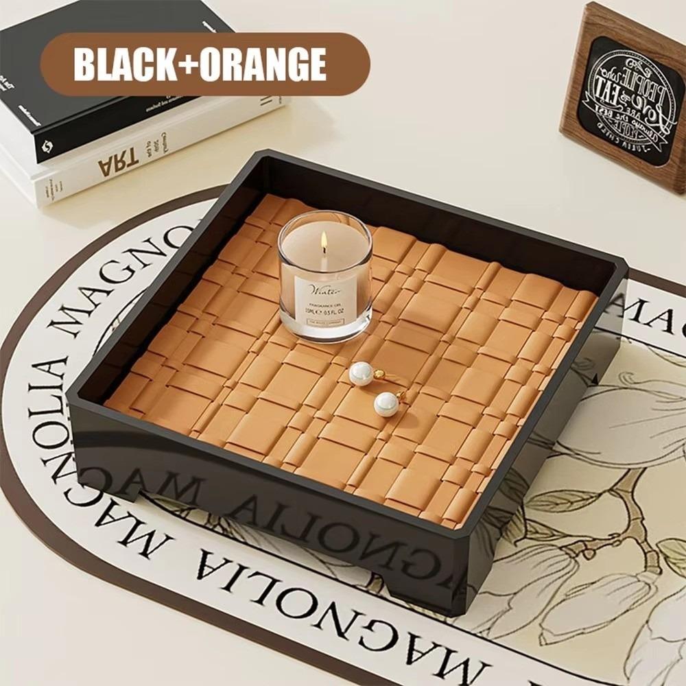 Ancient Leather Storage Tray Box with Mat Entrance Key Tray Aromatherapy Tray Light Luxury Keys Holder Trays