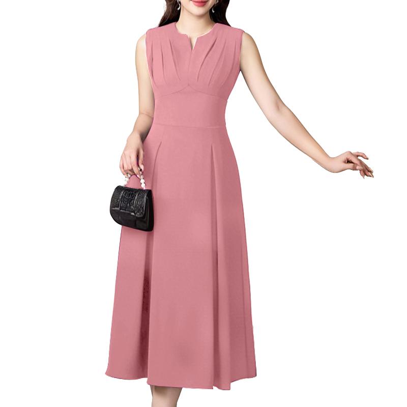 ZANZEA Womens Summer Casual V-Neck Solid Color Sleeveless Dress