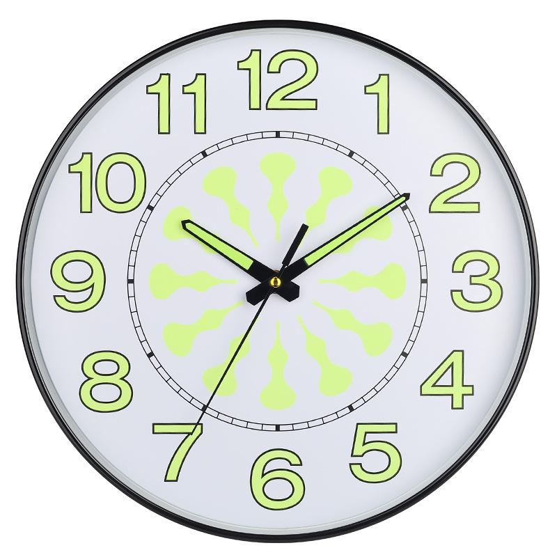 

12 дюймов 30 см Светящиеся пластиковые бесшумные настенные часы Креативные для спальни гостиной Простые светящиеся кварцевые часы