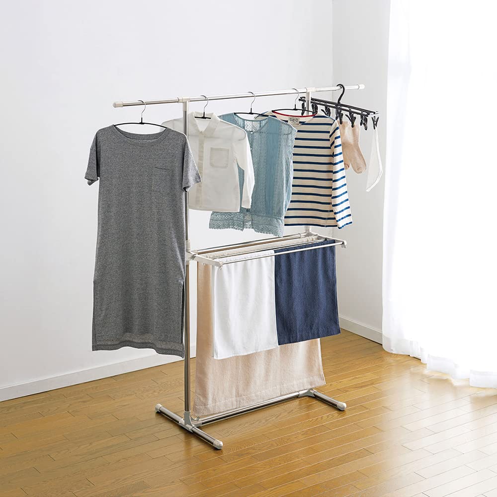 Bestco Stainless Steel Clothes Dryer, H-Shaped, Indoor, Extendable, Width 84-138cm, Depth 54cm, Height 87.5-145cm, Light Gray, NY-276