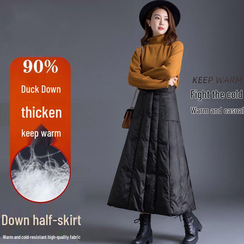 

Autumn Winter White Duck Down Puffy A-line Skirt - Celebrity Style Fashion for Women 2XL for 115-130 jin