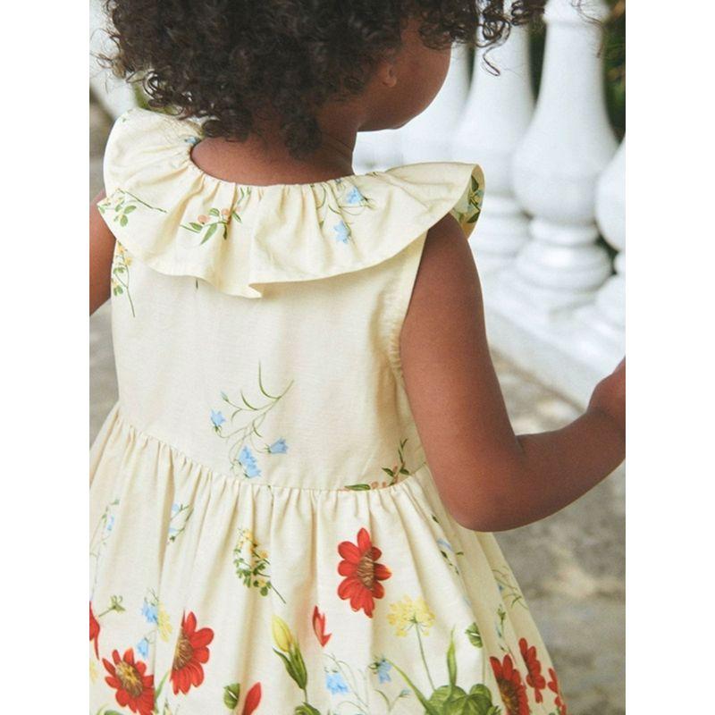 Girl Dress Pure Cotton Print Vest Dress Doll Type Dress Children's Summer Clothing Beige Sleeveless Princess Dress 56