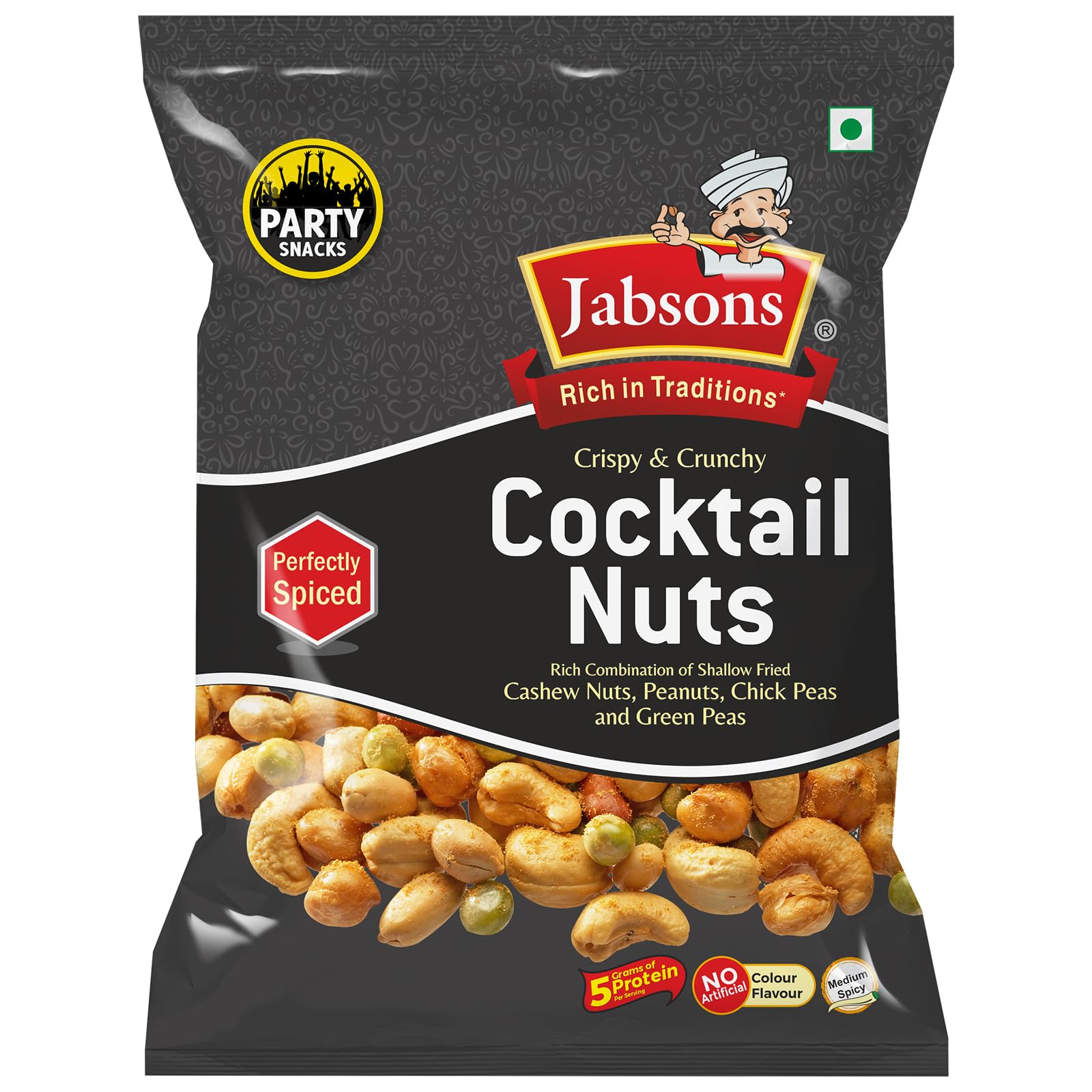 

Jabsons Cocktail Nuts - 120g | Crunchy Party Namkeen Snack Mix | No Onion No Garlic, Healthy, Protein Snack, Indian Munchies | Zero Transfat & Ch