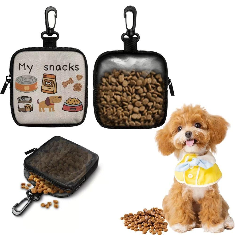 Zipper Closure Portable Pet Snack Pouch With Hook Puppy Pet Training Bag Dog Treat Bag Outdoor