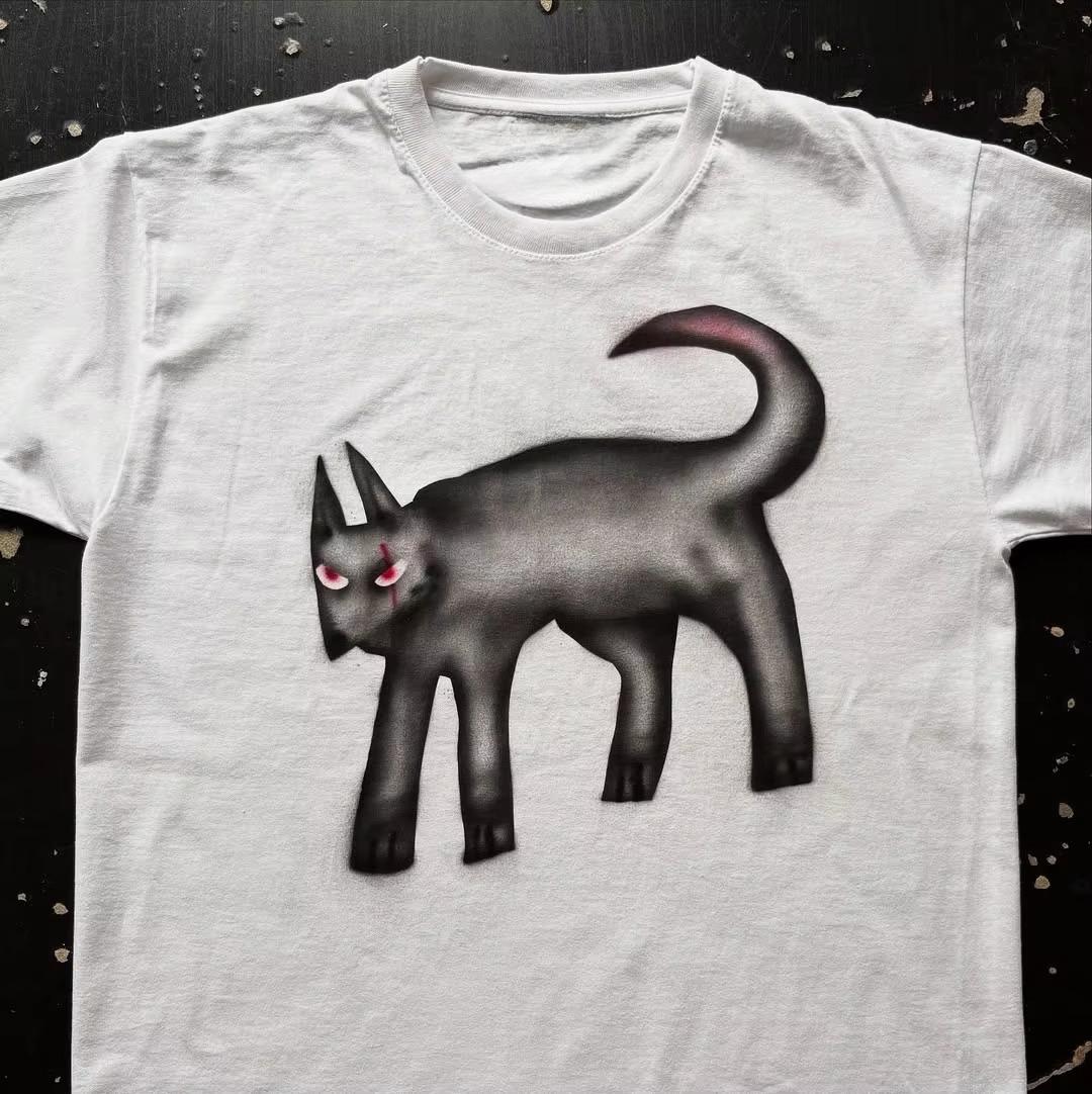 

Женская футболка оверсайз с принтом кошки в стиле «Американские граффити», в стиле стрит-хип-хоп, повседневная, из хлопка, с круглым вырезом и коротким рукавом. 4XL