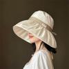 Korean Style Wide Brim Bucket Hat with UV Protection for a Slimmer Face Look