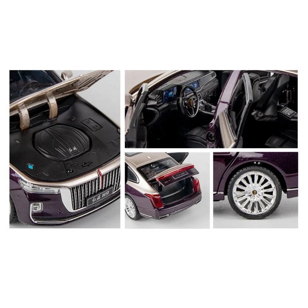 1/24 Scale HONGQI H9 SUV Alloy Car Diecast Model Sound & Light Pull Back Toy Coffee Shop Decorations Collect Ornament Children Present