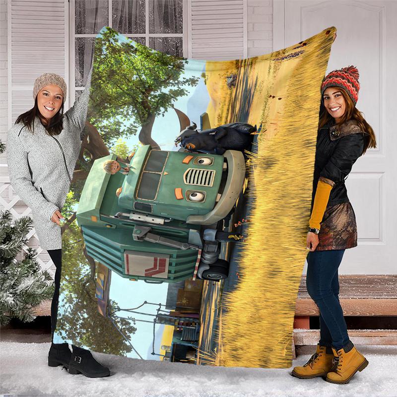Trash Truck Theme Printed Blanket - Perfect for Couch, Bed, Travel & Outdoor Use | Machine Washable, Cozy & Durable.