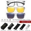CLLOIO Flip-up Magnetic Clip-on Prescription Glasses Men Women TR90 Polarised Myopia Sunglasses Night Vision Driving Glasses