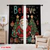 2 Stück, 2D-Flachdruck Kreative Vorhänge Weihnachtsmann mit Geschenken1 Vielseitiges Polyester (ohne Stange) Perfekt für Heimdeko