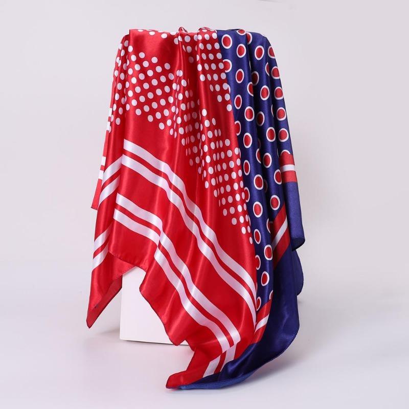 

Fashion Satin Silk Scarf for Women Floral Print Headband Neck Scarves Female 90cm Square Shawl Hijab Scarfs For Ladies 90x90cm