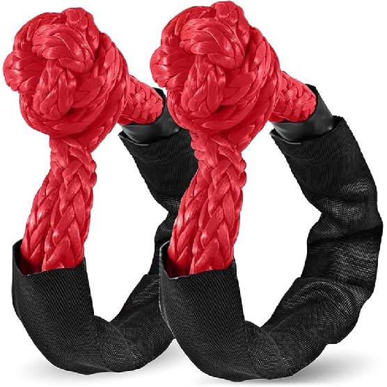 2 Pack Green Soft Shackle 57,000 LBS Breaking Strength 1/2 Inch X 22 Inch With Protective Sleeve For Off-Road Sailing Trucks 4X4 UTV Synthetic Road