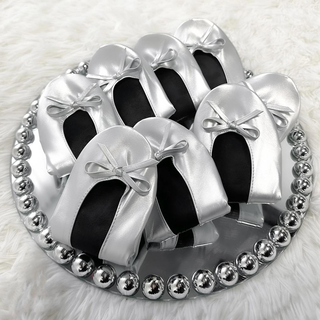 Fashion Women's Foldable Portable Ballet Flats for Indoor Use Roll Up Slippers, Conveniently Packaged, with , for Travel Wedding