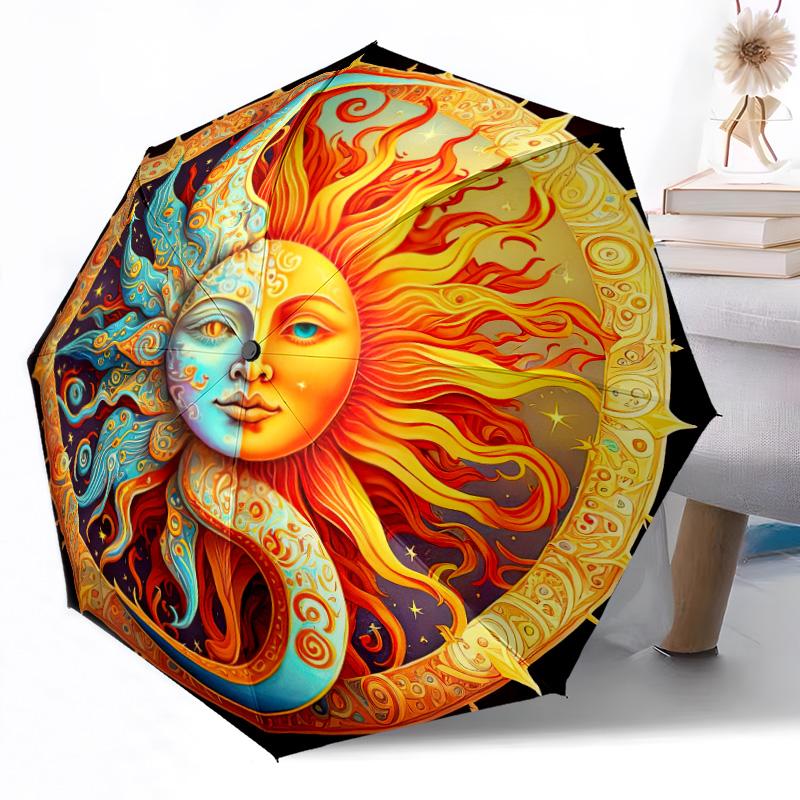 Moon Automatic Umbrella Compact 8-Rib Weight Weight Travel Essential Elegant Women's Umbrella Best for Christmas