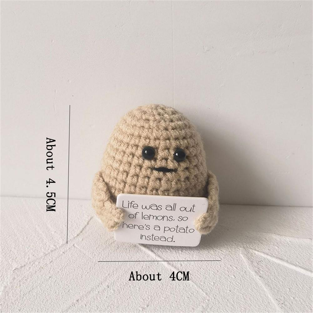 Positive Knitting Potato Doll Decoration with Card Positive Potato Doll for Birthday Party Office Decoration Good Luck Gifts