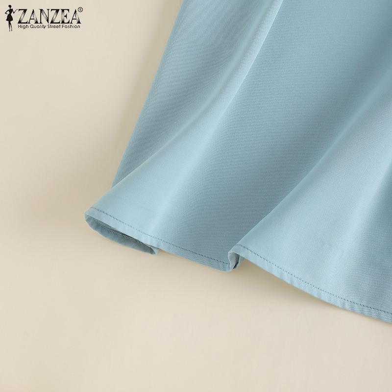 ZANZEA Blusa Casual de Verano para Mujer con Cuello en V y Manga Corta