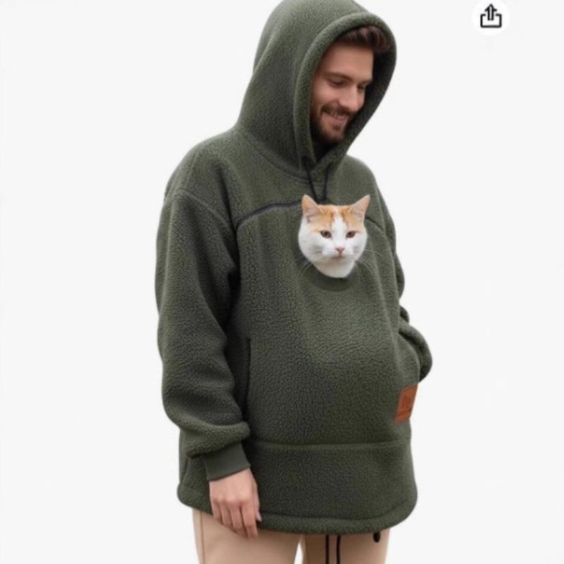 Fleece Mann Haustier in einem Herren und Damen Kapuzenpullover Locker Freizeit Thermischer Pullover