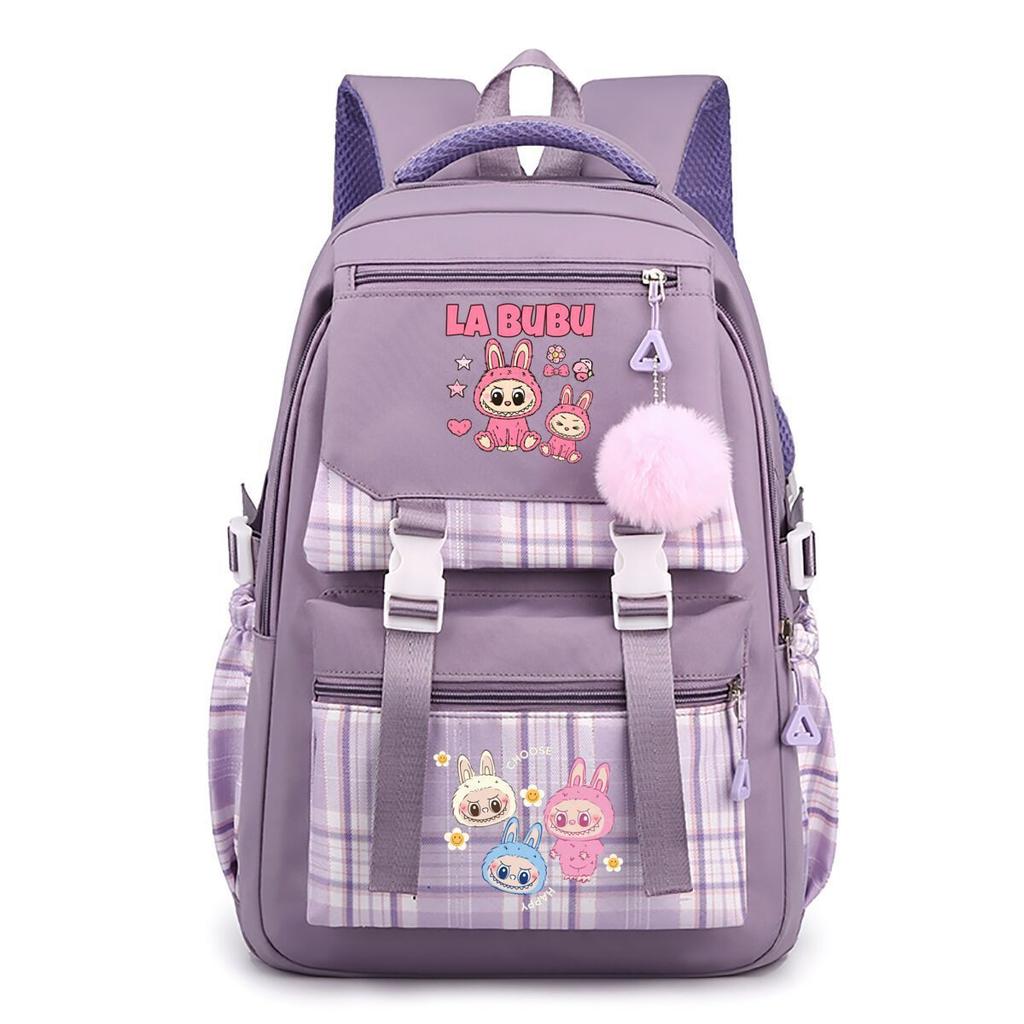 New Trend Labubu Printed Backpack Junior High School High School Student Large Capacity Student School Bag
