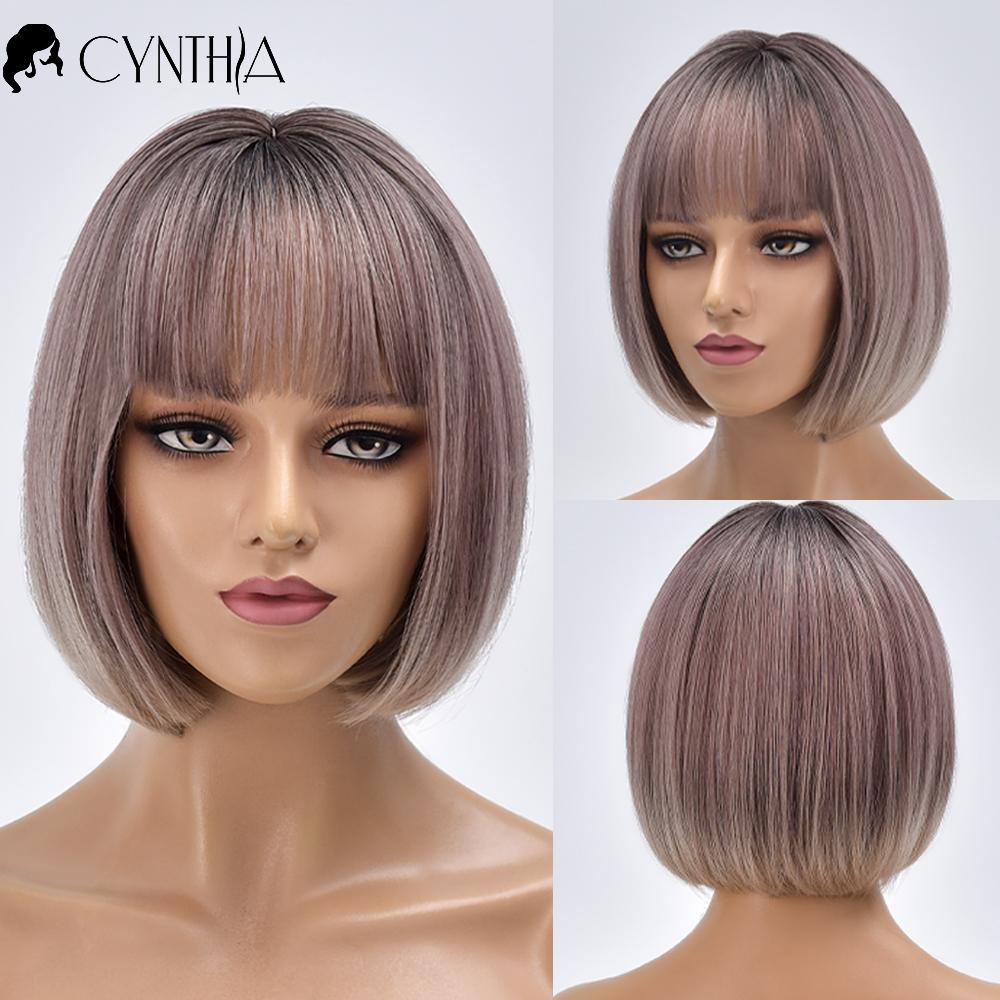 Short Bob Wig Synthetic Wigs For Women Black Ombre Red Blonde Pink Lolita Cosplay Party Natural Hair Heat Resistant Perruque Bob