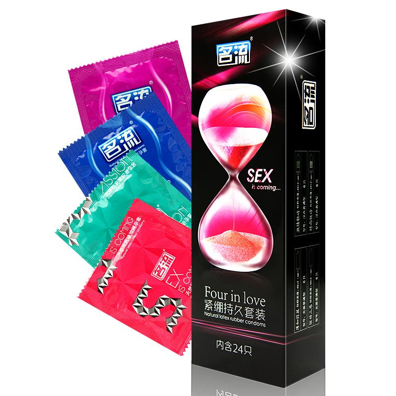 Small Condom 49mm 24 Pcs/Pack 4 Types Four In Love Nautural Latex Dots Pleasure Rubber Penis Condoms for Men