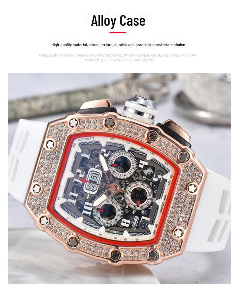 Barrel-Shaped Quartz Watch with Multifunctional Design and PU Strap