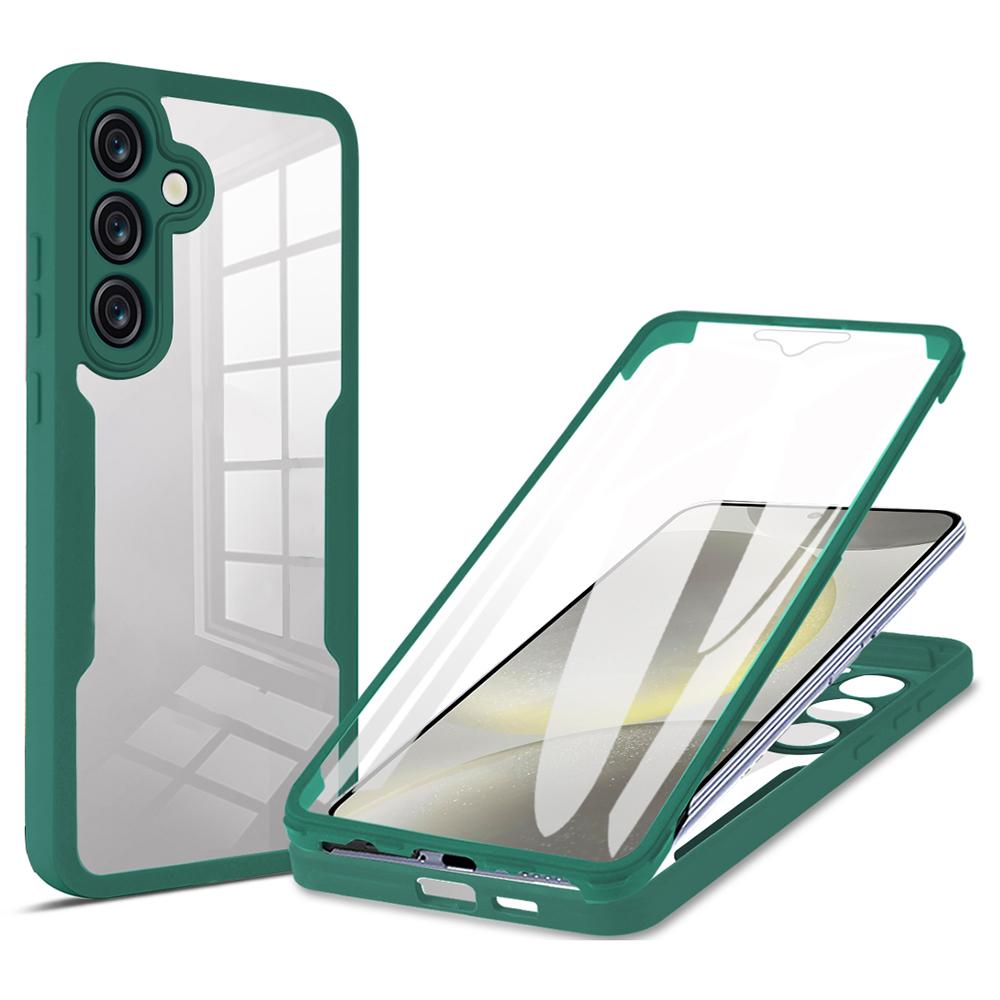 

For Samsung Galaxy S24 FE Case Acrylic+TPU Clear Phone Cover with PET Screen Film Green