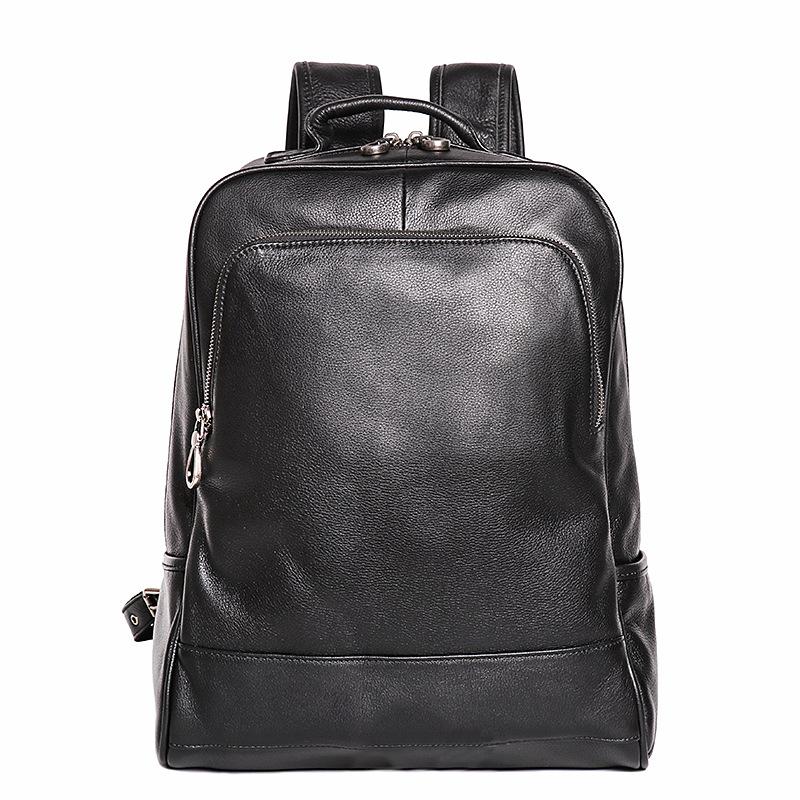 Men S Leather Handbag Large Capacity Computer Backpack Women S First Layer Cowhide Short Trip Backpack