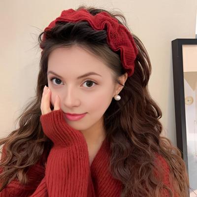 Haarreifen Nicht-drückendes Design Weiches Strick-Stirnband Breiter gefalteter Hoher Haarschmuck Krone Herbst Winter