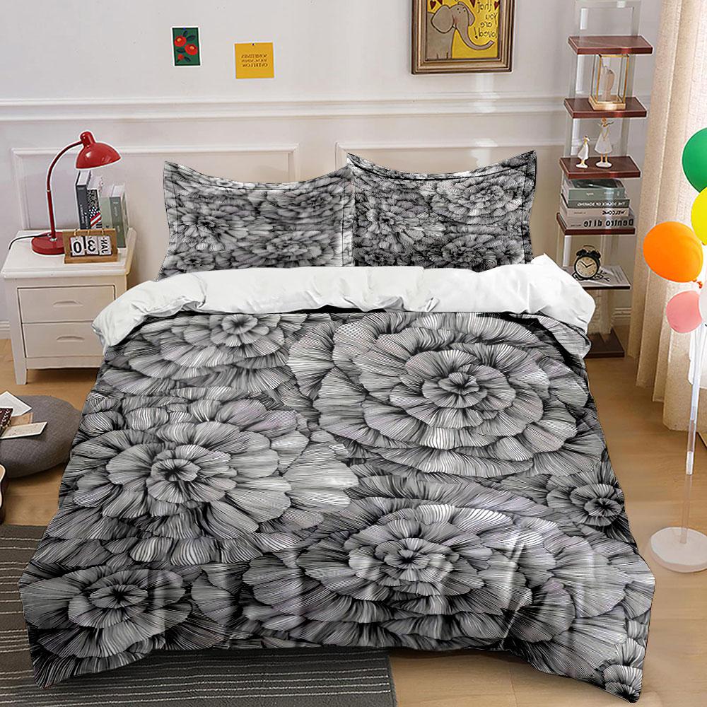 

Gray-scale floral pattern. Bedding sets Duvet cover sets Duvet covers Pillowcases(1 * Duvet Cover 2 * Pillowcases, without duvet insert) 135x200cm