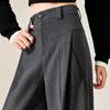 Women's High Waist Woolen Straight Leg Pants - Autumn/Winter 2025, Plus Velvet, Loose Fit, Thickened Comfort.