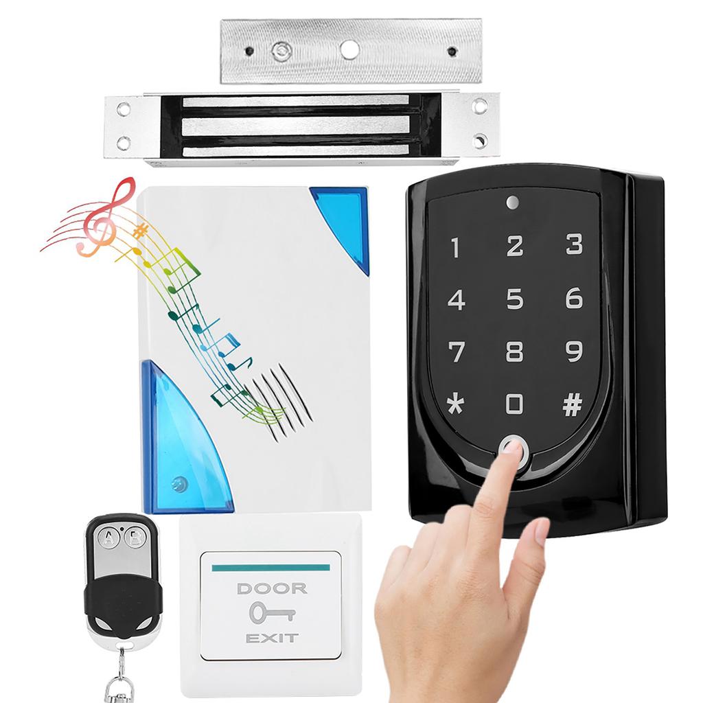 Sistema de Control de Acceso por Puerta Cerradura Magnética 180KG Mando a Distancia Botón Timbre Fuente de Alimentación 10 Llaveros