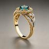 Vintage Gold-color Hollow Ring for Women Fashion Female Cubic Zirconia Jewelry Luxury Prong Setting Engagement Ring