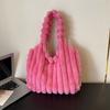 Solid Color Plush Handbag Korean Style Plush Shoulder Bag Kawaii Plush Tote Bag  Female/Girls