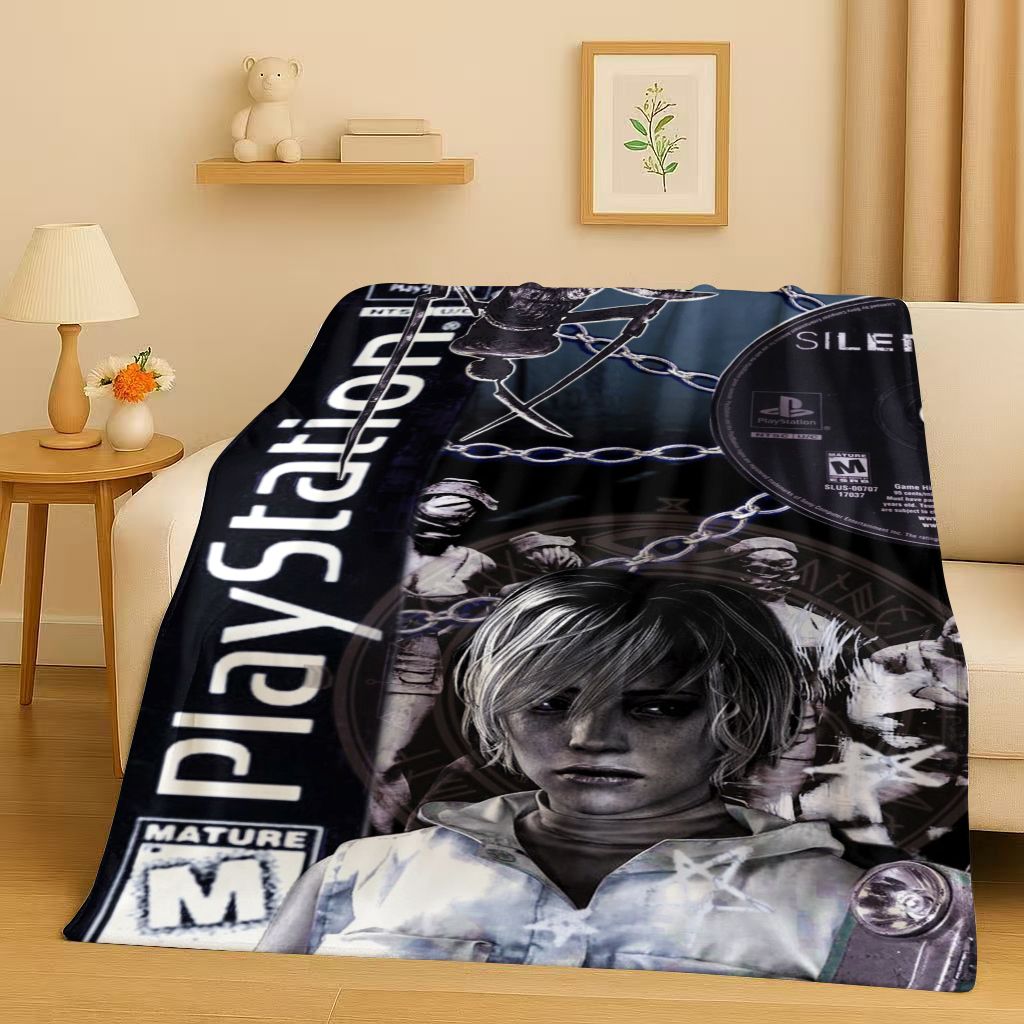 Classic Game Silent Hill Pyramid Head Horror Movie Flannel Blanket,Ultra Soft Warm Plush Throw for Home Bedroom Bed Sofa Cover