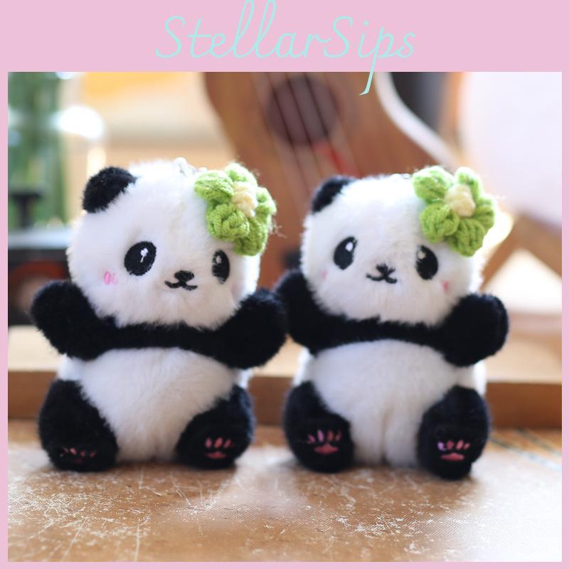 Cute Panda Plush Doll With Short Velvet Fur For School Bag Accessories