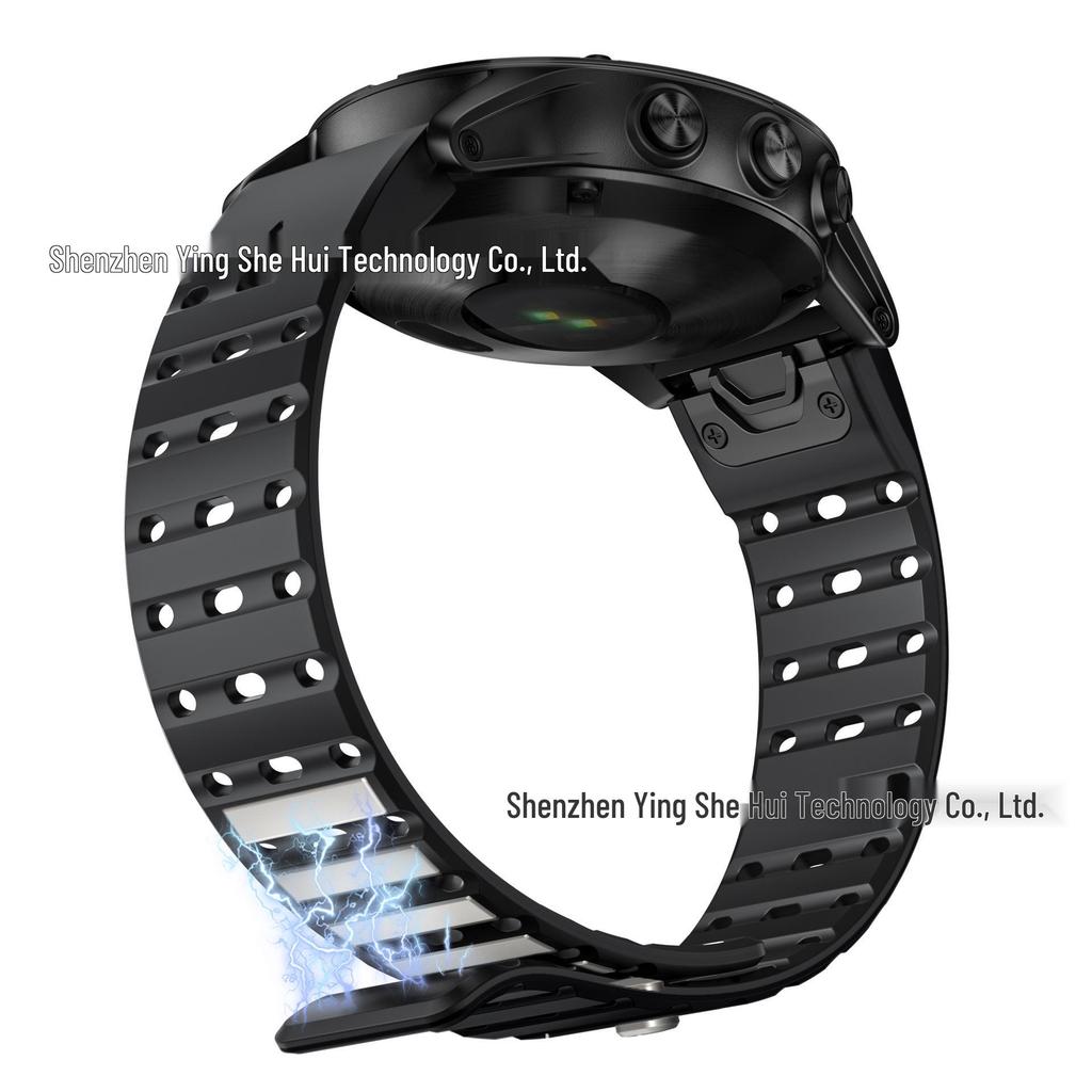 Garmin Compatible 22MM Magnetic Silicone Sport Watch Strap - Quick Release, Breathable Band