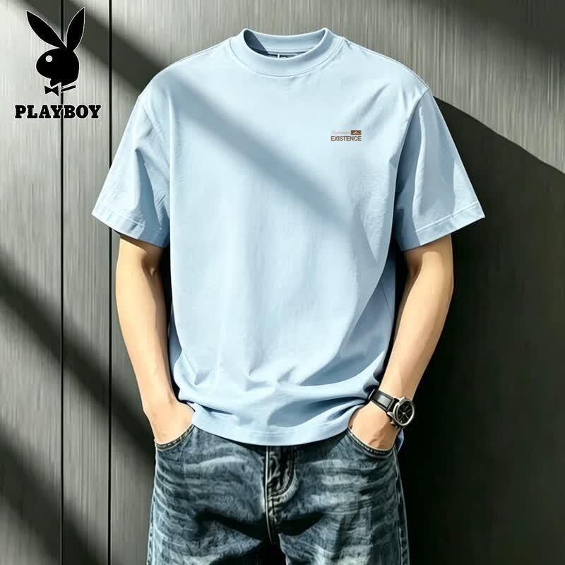 PLAYBOY Men's Loose Fit Pure Cotton Short Sleeve T-Shirt