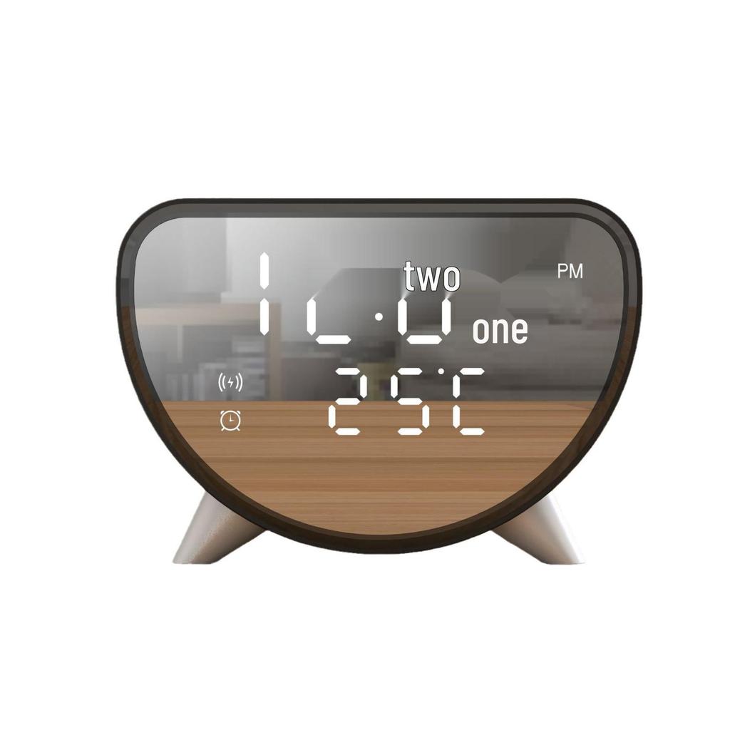 3-in-1 Wireless Charger & Alarm Clock with Thermometer - 15W Fast Charger for Apple Phones