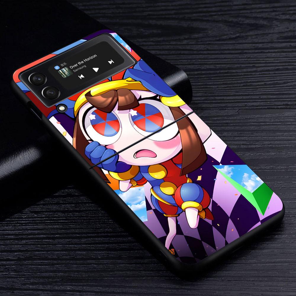 Pomni Amazing Digital Circus Case for Samsung Galaxy Z Flip4 Flip3 5G PC Hard Phone Shell Z Flip 4 3 Black Zflip4 Zflip3 Cover