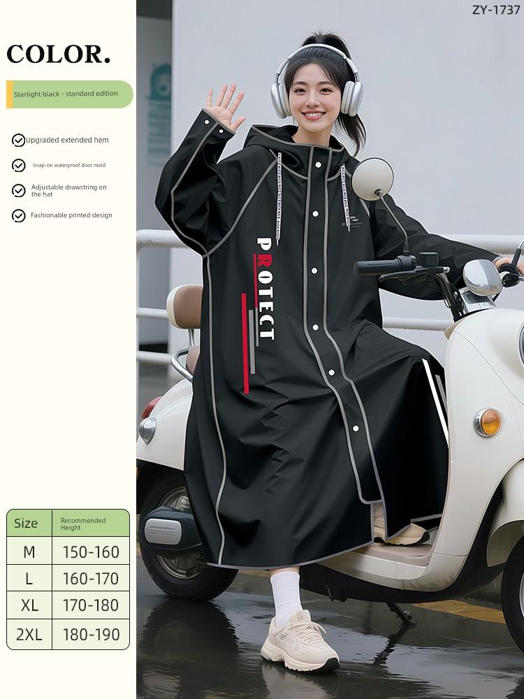 Long Raincoat for Electric Scooters, Full-Body Storm-Proof, Women's Style, Adult Outerwear, Single-Person, New Model, Electric Scooter