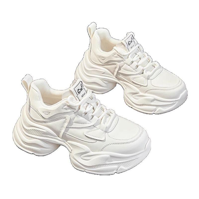 Small inner height increase women's shoes leather dad shoes children versatile spring and summer new breathable casual sports shoes