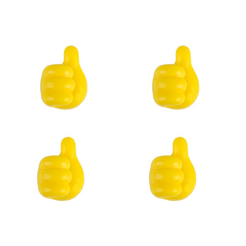 

4 шт. удобный многофункциональный держатель с зажимом, крючки для большого пальца, самоклеящийся бесследный крючок, держатель для кабеля для передачи данных, для кухни, ванной комнаты 4PCS жёлтый